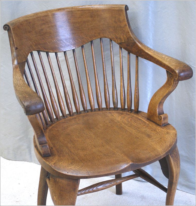 9055 Antique Oak Desk Chair by Shoolbred London (5)